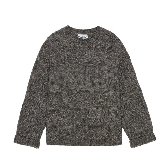 GANNI | Gray Bubble Textured Pullover Sweater - Picture 2 of 11